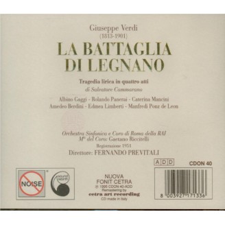 VERDI - Previtali - La battaglia di Legnano, opéra en quatre actes..